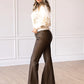 Ladies Grace & Emma Rustic Elegance Brown Leather Bell Bottom Pants