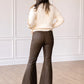 Ladies Grace & Emma Rustic Elegance Brown Leather Bell Bottom Pants