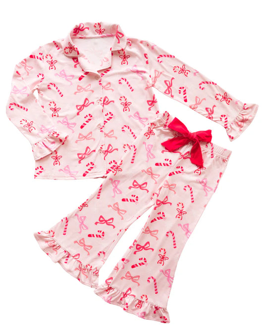 Girls Peppermint Party Christmas Lounge Set by Sweet Wink