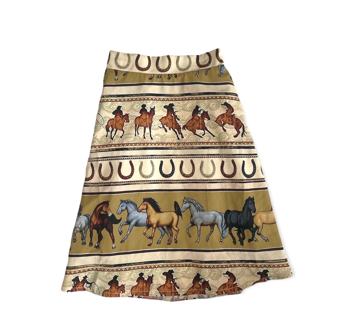 Girls Gold Wild Horses Girl Maxi Skirt by Shea Baby