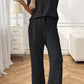 Ladies Ribbed Knit Lounge Set -Black