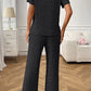 Ladies Ribbed Knit Lounge Set -Black