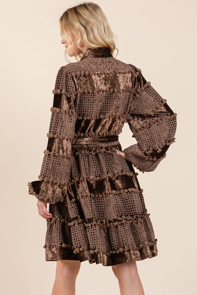 Ladies Velvet Shirt Mini Dress