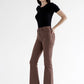 Ladies Mica Denim Super Stretch High-Rise Flare Jeans-Brown