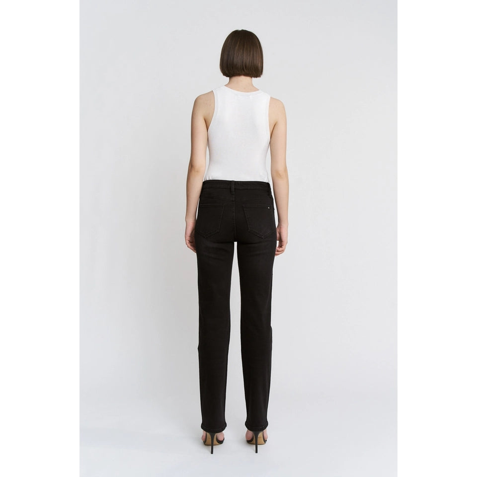 Ladies Mica Denim High Rise Straight Embellished Jeans-Black Pearl
