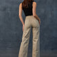 Ladies Mica Denim High-Rise Wide Leg Pants-Almond Milk