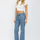 Ladies Mica Denim High Rise Wide Leg Jeans With Jeweled Embellishments-Long