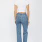 Ladies Mica Denim High Rise Wide Leg Jeans With Jeweled Embellishments-Long