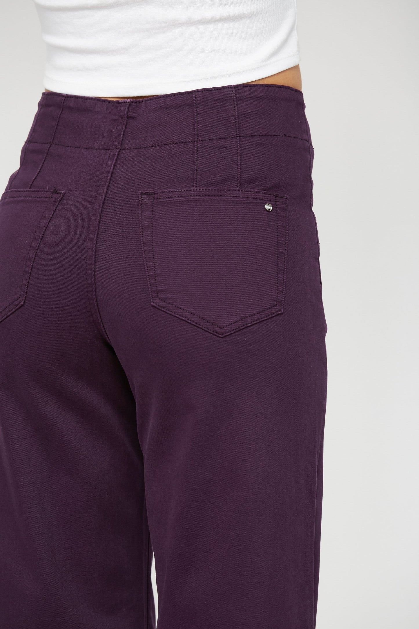 Ladies Mica Denim High-Rise Wide Leg Jeans - Plum