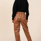 Ladies Faux Leather Jogger Pants