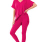 Ladies Brushed Microfiber Loungewear Set-Magenta