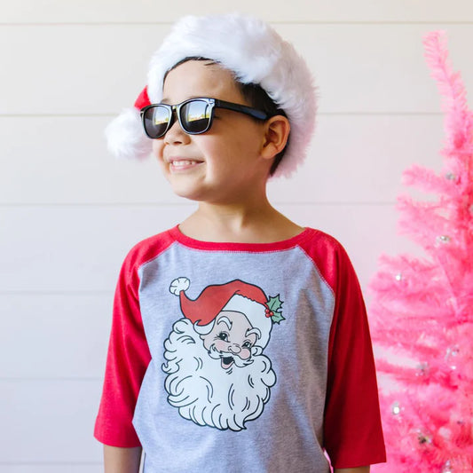 Boys Retro Santa Christmas 3/4 Shirt by Sweet Wink