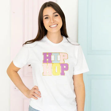 Ladies Sweet Wink Hip Hop Patch Short Sleeve T-Shirt