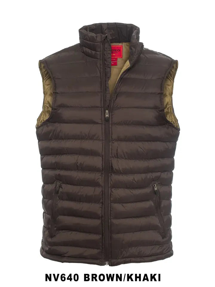 Men's Sleeveless Puffer Vest-Brown & Khaki