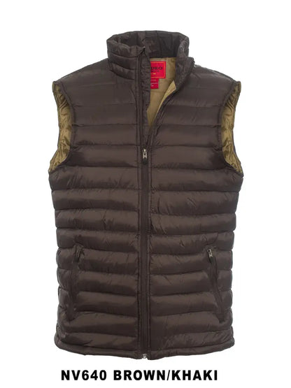 Men's Sleeveless Puffer Vest-Brown & Khaki