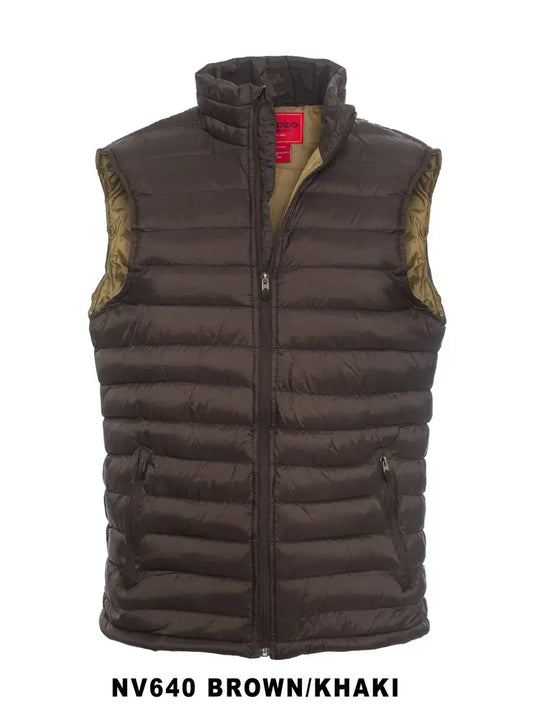Men's Sleeveless Puffer Vest-Brown & Khaki