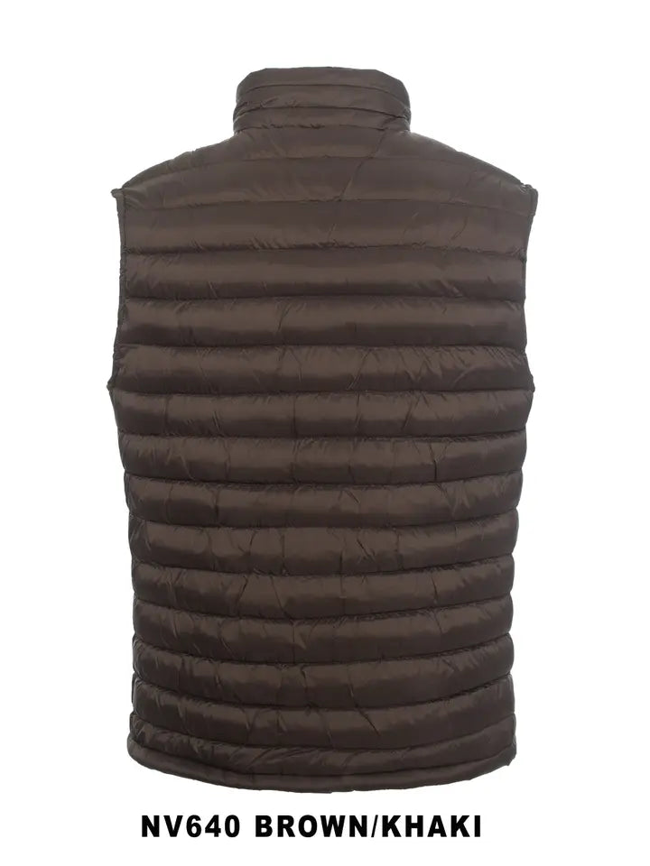 Men's Sleeveless Puffer Vest-Brown & Khaki