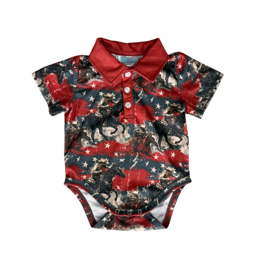 Boys USA Cowboy S/S Polo Onesie or Polo by Shea Baby