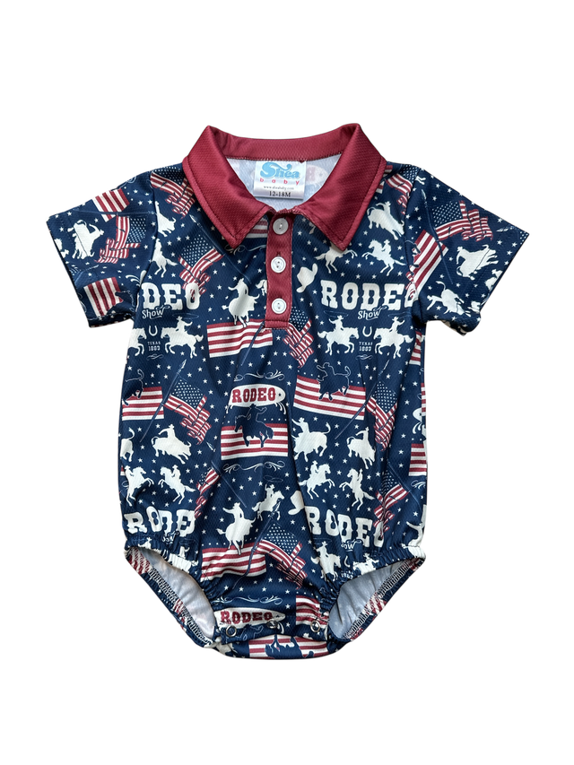 Boys Only in America Polo Onesie by Shea Baby