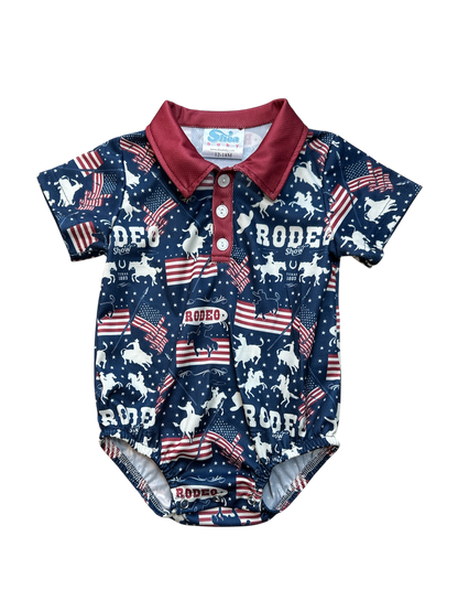 Boys Only in America Polo Onesie by Shea Baby