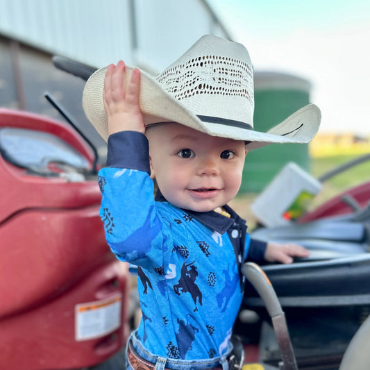Boys Cowboy Long Sleeve Polo Onesie or Shirt by Shea Baby