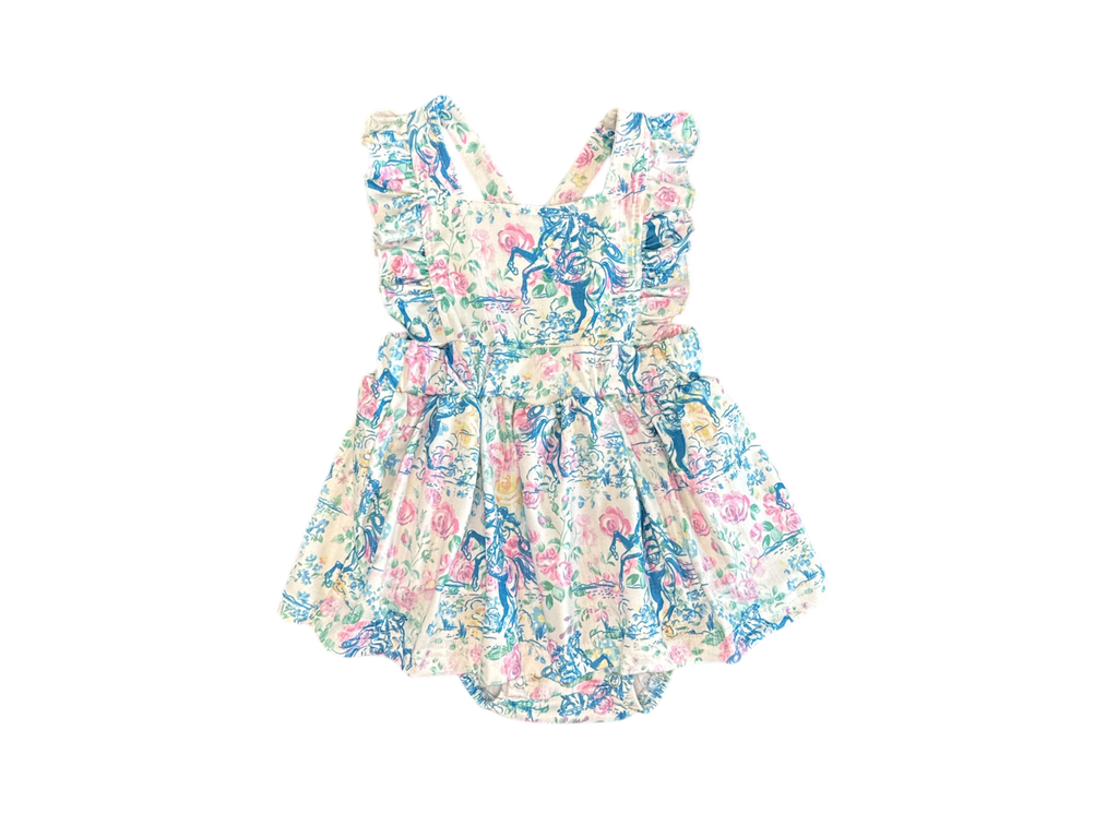 Girls Floral Frontier Cross Romper by Shea Baby