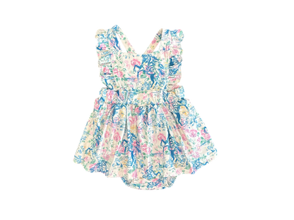 Girls Floral Frontier Cross Romper by Shea Baby