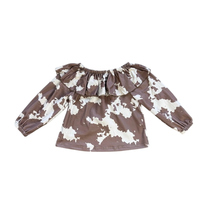 Girls Brown Cowprint L/S Onesie or Shirt by Shea Baby