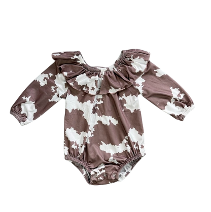 Girls Brown Cowprint L/S Onesie or Shirt by Shea Baby