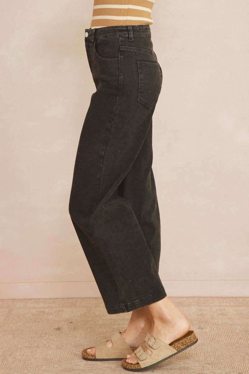 Ladies Acid Washed High-Waited Wide-Leg Pants by Entro