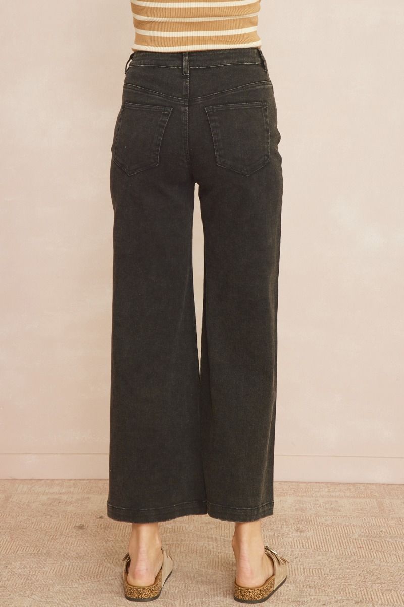 Ladies Acid Washed High-Waited Wide-Leg Pants by Entro