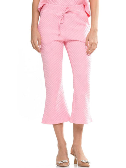 Ladies Quilted Boot Cut Pants by Why Dress-Pink