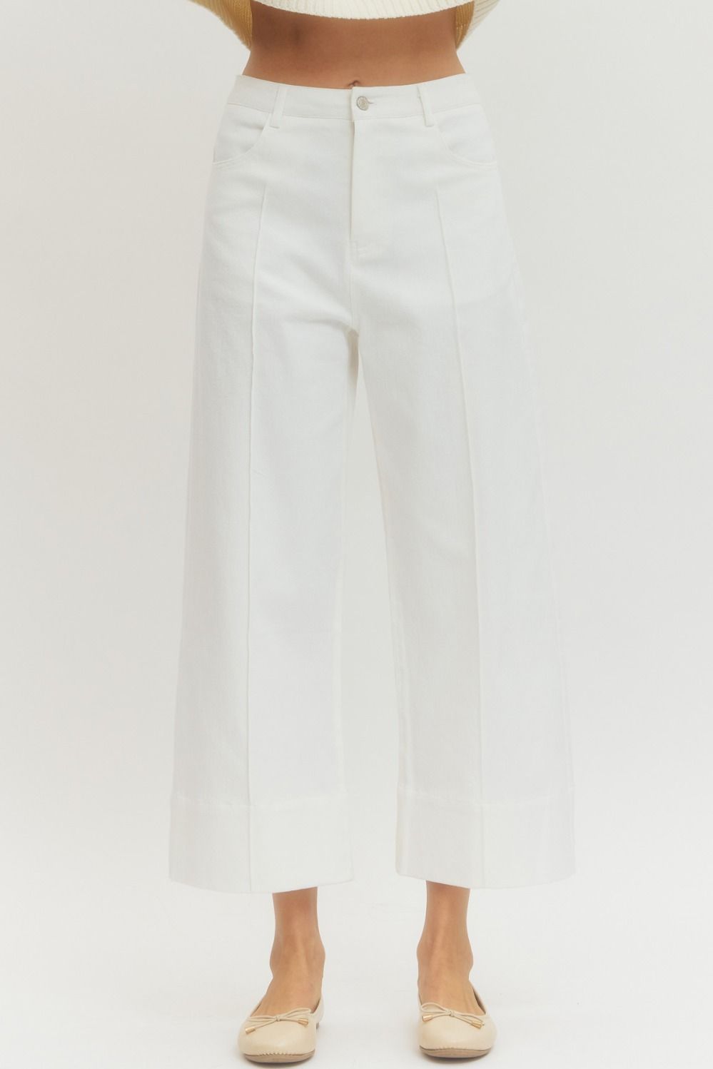 Ladies Mid Rise Ankle-Length Pants by Entro-Off White