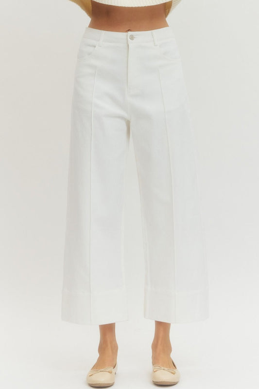 Ladies Mid Rise Ankle-Length Pants by Entro-Off White
