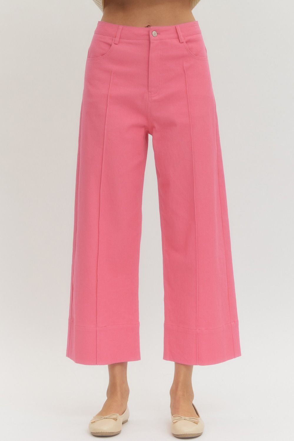 Ladies Mid Rise Ankle-Length Pants by Entro-Pink