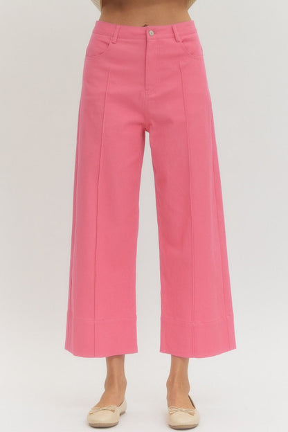 Ladies Mid Rise Ankle-Length Pants by Entro-Pink
