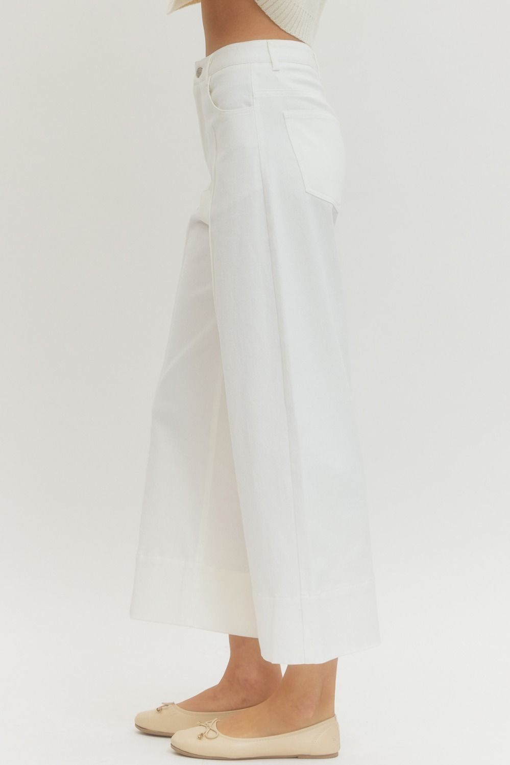 Ladies Mid Rise Ankle-Length Pants by Entro-Off White