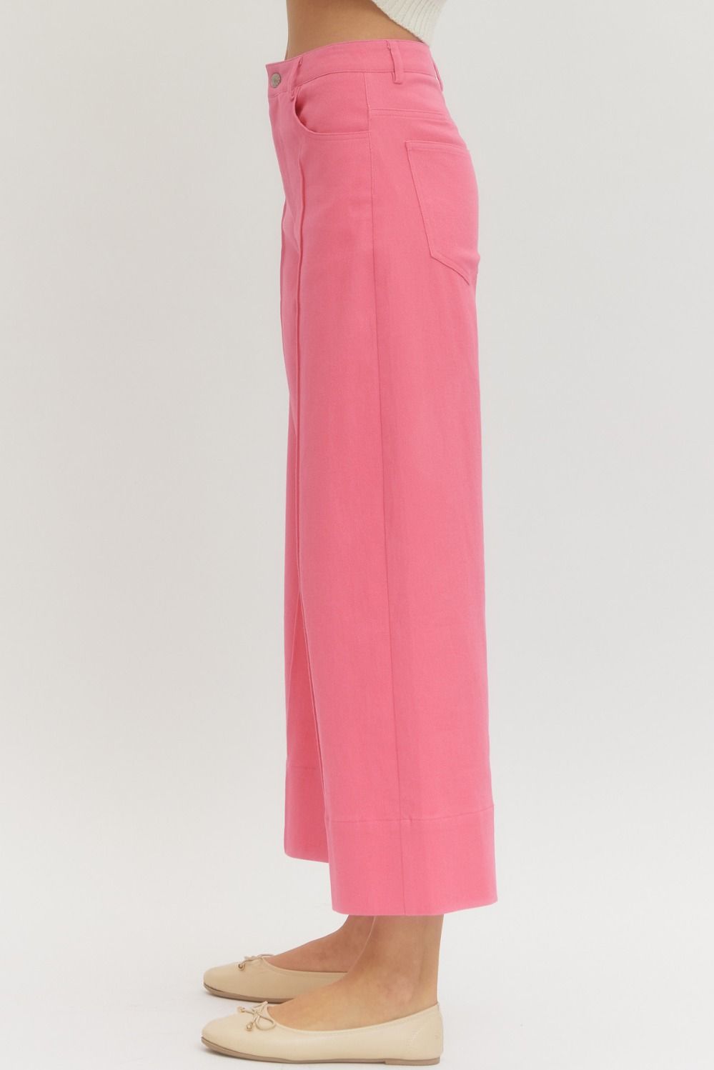 Ladies Mid Rise Ankle-Length Pants by Entro-Pink