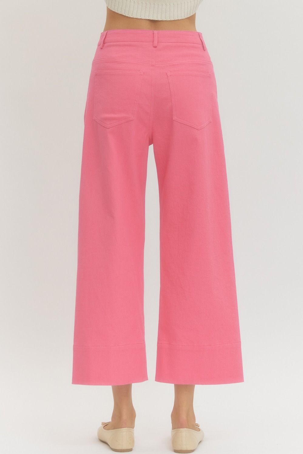 Ladies Mid Rise Ankle-Length Pants by Entro-Pink