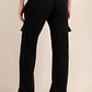 Ladies Butter Soft Straight Leg Cargo Pants-Black