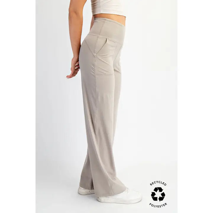Ladies Butter Soft Straight Leg Yoga Pants-Stone Taupe