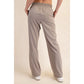 Ladies Crinkle Woven Long Pants-Stone Taupe