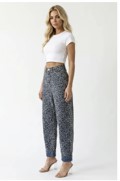 Ladies High Rise Two Way Barrel Pants-Reversible-Animal Print
