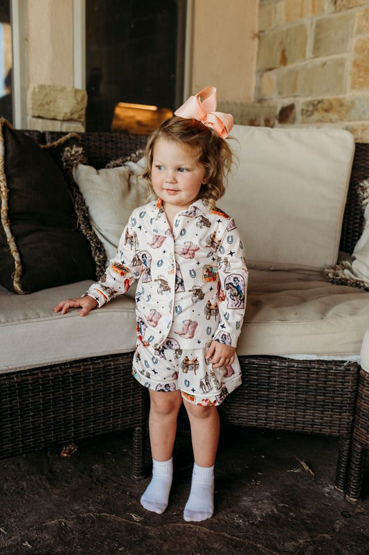 Girls Pink Vintage Cowgirl Pajamas by Shea Baby