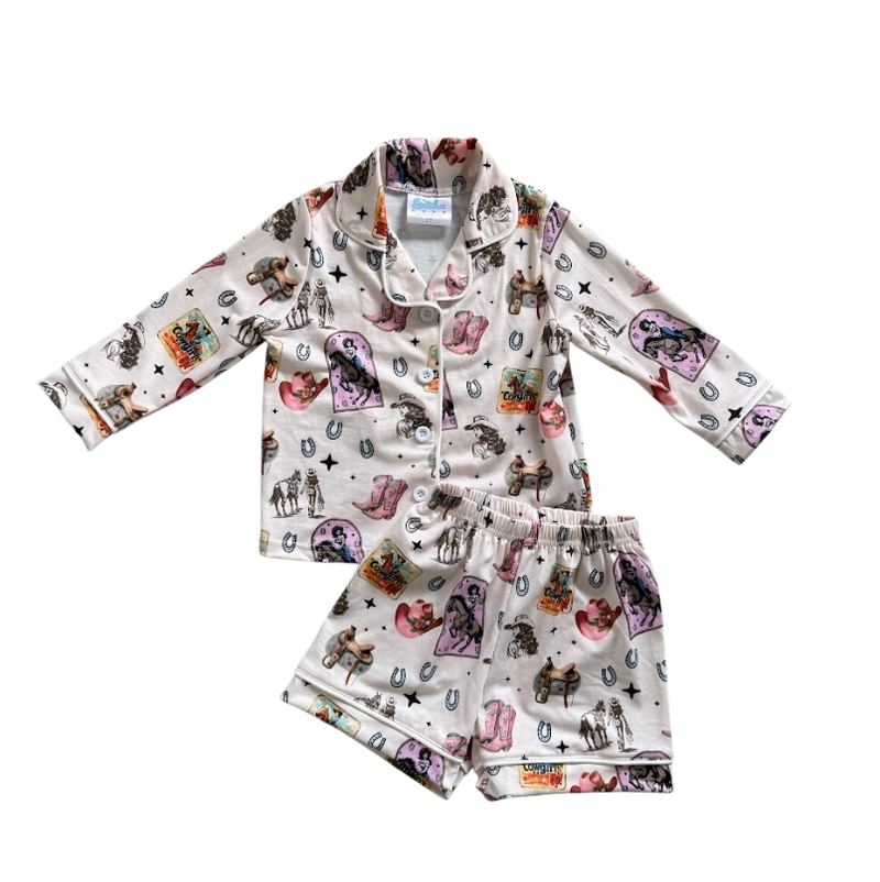 Girls Pink Vintage Cowgirl Pajamas by Shea Baby