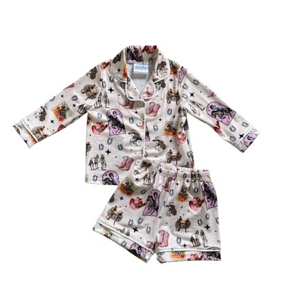 Girls Pink Vintage Cowgirl Pajamas by Shea Baby