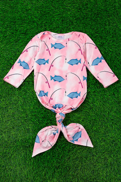 Gone Fishing Pink Baby Gown