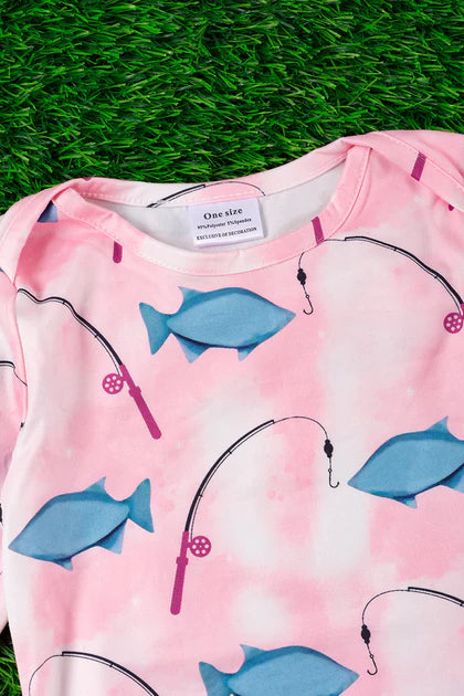 Gone Fishing Pink Baby Gown