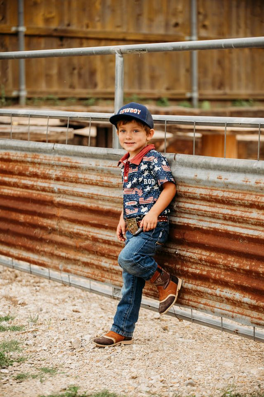 Boys Only in America Polo Shirt by Shea Baby