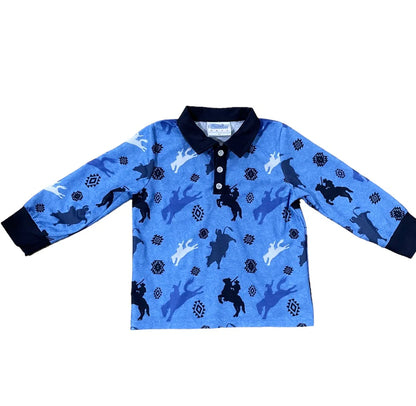 Boys Cowboy Long Sleeve Polo Onesie or Shirt by Shea Baby